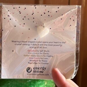 Energy Muse Selenite Heart Crystal Necklace